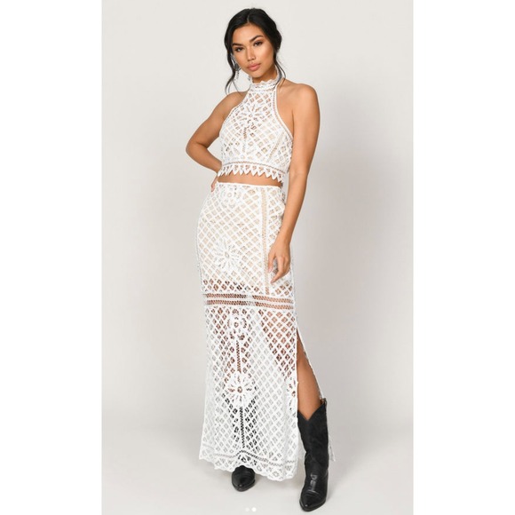 Tobi Dresses & Skirts - Tobi Women Lust For Lace Maxi Skirt White Side Slit XS/S Festival Boho New w Tag